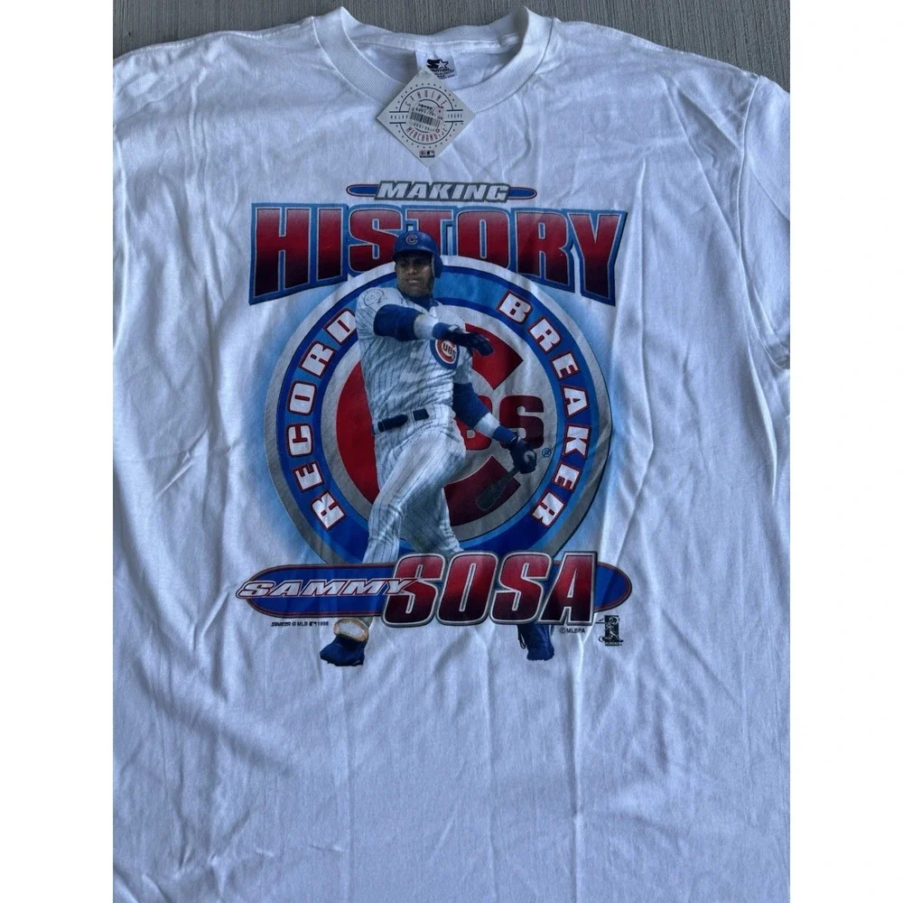 NWT Vintage Starter Chicago Cubs Sammy Sosa Graphic Mens Large‎ 90s Deadstock